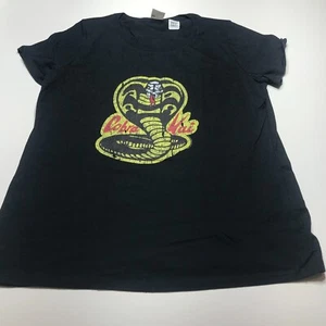 NWT Cobra Kai Netflix Series Black Graphic Short Sleeve T-Shirt Womens Medium - Picture 1 of 13