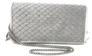 Adrianna Papell Silver Stone net Clutch Crossbody Chain New with defects - Picture 1 of 5
