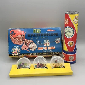 Vintage Pixie Kaleidoscope Deluxe Model With 3 Snap In Heads Steven Mfg Co - Picture 1 of 10