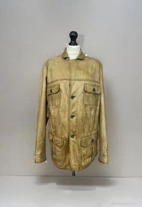 Retro Camel Brown Distressed Leather Jacket Mens Size M-L? - Picture 1 of 22