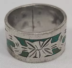 Vintage Mexiko Handarbeit Türkis Inlay Sterlingsilber 0,925 Ring Größe 7 - Bild 1 von 7