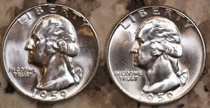 Cuartos de plata Washington 1959 P (REV B) y D CH BU++ ¡Impresionante brillo! (2 monedas) - Imagen 1 de 2