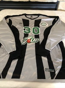 Maglia calcio 7up nera/bianca zip Tony Glavin Soccer Club patch grande - Foto 1 di 8