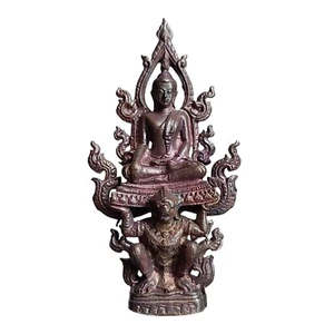 Buddha Riding Hanuman Monkey Thai Amulet Talisman Statue Figure Copper - Picture 1 of 7