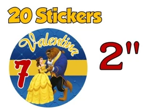 20 ct BEAUTY AND THE BEAST 2" Sticker for Bag Treat Box Birthday Party Favor - Picture 1 of 3