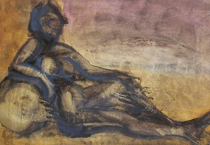 Vintage genuine watercolor painting woman figure nude - Picture 1 of 11