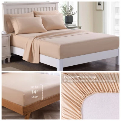 Juego de sábanas 4 piezas Egyptian Comfort 2200 unidades sábanas de bolsillo profundo Foto 1 de 4