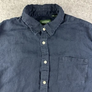 Orvis Leinenhemd Herren XXL 2XL Blau LS Button Down Küste Strand Hochzeit Tasche - Bild 1 von 14