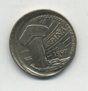 Spain España 5 Pesetas 1997 Baleares Error Off-Center Strike KM 981 aUNC - Picture 1 of 2