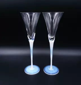 Copas de vino Mikasa Crystal Vogue alabastro acanaladas champán blanco opalino - Imagen 1 de 6