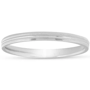 2mm 14K White Gold Milgrain Wedding Band Ring Brand - Picture 1 of 5