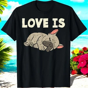 Love Is French Bulldog Cute Frenchie Dog Lover Owner Gift T Shirt - Picture 1 of 4