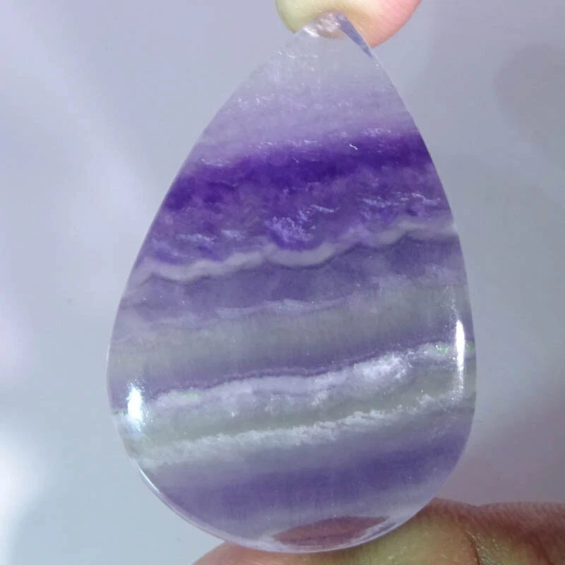 82.90 Cts, Natural Purple Fluorite Pear Shape Cabochon Loose Gemstone 29X42X7 mm - Image 1 of 4