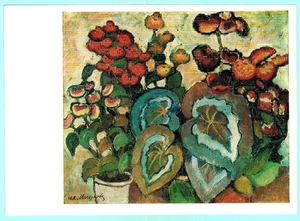 I.Mashkov 1977 Russian postcard STILL LIFE POTTED FLOWERS BEGONIAS - Foto 1 di 2
