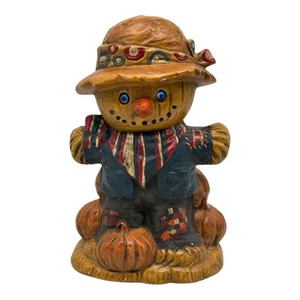 Vintage 8” Solid Chalkware Plaster Halloween Jack O Lantern Scare Crow Figurine - Picture 1 of 10