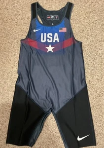 New Nike Men’s XL Blue Team USA Weightlifting Wrestling Singlet. Free Shipping - Picture 1 of 3