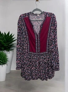 Top boho Woman Within Peasant para mujer 3X túnica cottagecore floral con botones - Imagen 1 de 4