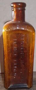 Glovers Imperial "Mange Remedy" Amber Antique Medicine Embossed Bottle - Picture 1 of 4