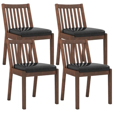 Dining Chair Set of 4 PU Leather Upholstered Kitchen Armless Chairs Espresso - Image 1 of 4