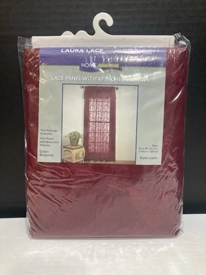 Home Essentials Laura Lace Panel With Attatched Valance Burgundy Color 56" x 81” - Image 1 of 4