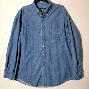 Eddie Bauer klassisches Herren Jeanshemd Gr. XL Langarm Button Down blau Vintage - Bild 1 von 11