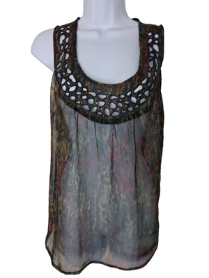 Camiseta sin mangas Maurices transparente con tachuelas talla mediana indie sleaze grunge Forest Fairy Foto 1 de 4