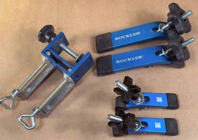 4 braçadeiras Rockler Deluxe, alumínio azul - 2 tamanhos + suporte de braçadeira de barra? - Imagem 1 de 4