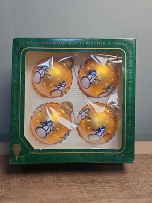 De Colección 4 Adornos de Muñeco de Nieve de Vidrio Krebs de Navidad Dorado Caja Original Foto 1 de 4