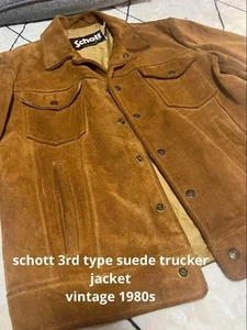 Schott 3rd Type Western Suede Tracker Jacket Leather Brown Vintage 1980s good - Picture 1 of 24