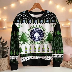 Rolling Rock Premium Beer Ugly Christmas Sweater - Bild 1 von 2