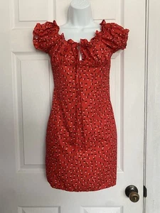 Women’s Red Flower Print Summer Short Dress - Picture 1 of 7