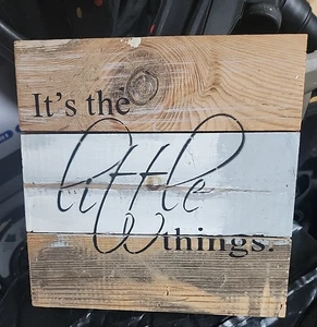 Sweet Bird & Co. It's the Little Things Vintage Altholz Wandschild 8 x 8 - Bild 1 von 6