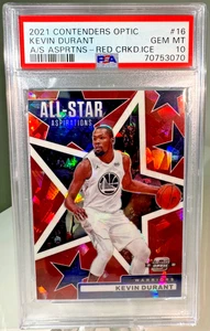 Kevin Durant 2021 Contenders Optic #16 All Stars *Red Cracked Ice* KD PSA 10 - Imagen 1 de 2