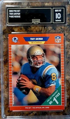 Troy Aikman RC Rookie 1989 PRO SET #490 Dallas Cowboys GMA 10 GEMA COMO NUEVO ⭐HOFame⭐ Foto 1 de 2