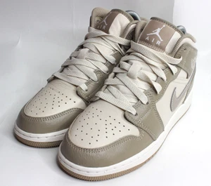 Kids Nike Air Jordan 1 Mid GS Legend Brown Khaki Brown Beige Size 4y Sneaker - Picture 1 of 8