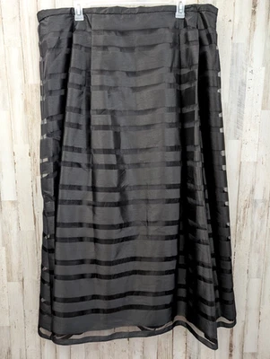 Alex Evenings Maxi Skirt Plus 3X Black Stripe Organza Lined Sheer Formal Gothic - Image 1 of 4