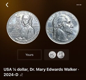 2024D Dr Mary Edwards Walker American Women Viertel 1 Münze DDO DDR  - Bild 1 von 14