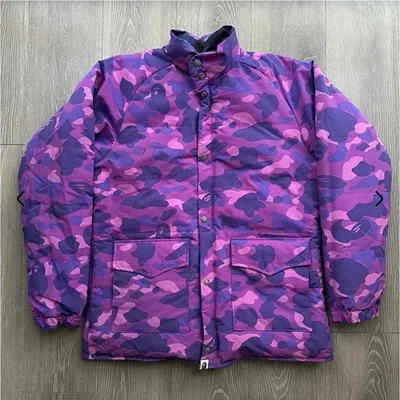 Abrigo acolchado Bape x Nigo reversible azul/púrpura camuflaje talla grande - raro años 2000 Foto 1 de 4