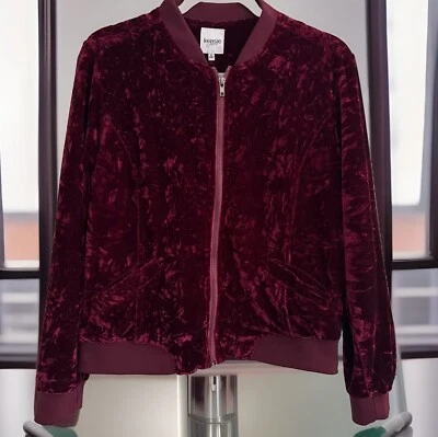 Chaqueta de terciopelo informal acolchada para mujer KENSIE color borgoña talla pequeña Foto 1 de 4