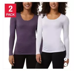 32 Degrees Heat Women's Tops 2-Pack Long Sleeve Scoop Neck Thermal, Small - Picture 1 of 3