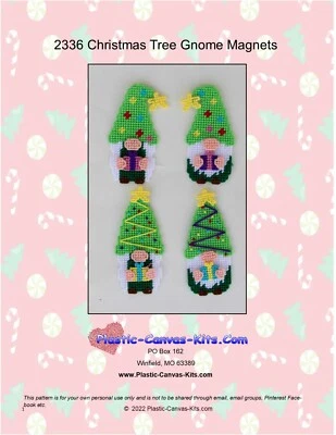 PLASTIC-CANVAS-KITS.COM Christmas Tree Gnome Magnets- Plastic Canvas Pattern or Kit