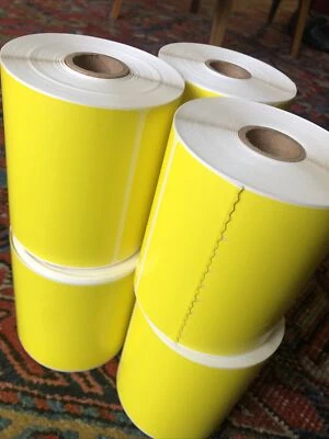 Uline YELLOW 6 Rolls 4x6 Thermal Labels Rolls 250 / 1000 For Eltron Zebra 2844 - Image 1 of 3