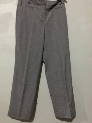 Calça xadrez Larry Levine tamanho 12 marrom rosa creme feminina elegante - Imagem 1 de 4