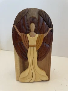Carver Dan's Hand-Crafted Angel Puzzle Box - Picture 1 of 9