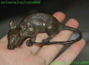 3"China Ancient dynasty bronze fengshui wealth animal mouse rat sculpture statue - Picture 1 of 7