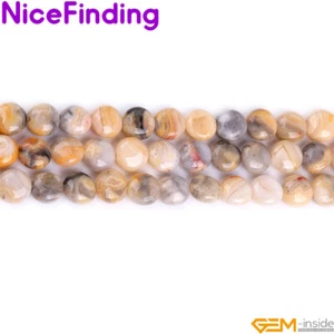 8mm Natural Assorted Stone Flat Coin Gemstone Beads Jewelry Making Strand 15" - Picture 1 of 24