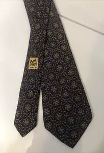 Auténtico Lujo Raro HERMES Paris 7442 HA 100% Seda Azul Dorado Rojo Geométrico - Imagen 1 de 7