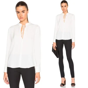 A.L.C. Blusa de seda Danielle 8 $195 cáscara de huevo blanca cuello atado nueva con etiquetas - Imagen 1 de 5