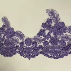 Purple Embroidery Mesh Lace Trims Applique Flower Sewing Craft Decor DIY Textile - Picture 1 of 8