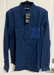 Desigual Men’s Two Stylish Pockets Long Sleeve Denim Shirt - Size XL - MRSP$170 - Picture 1 of 10